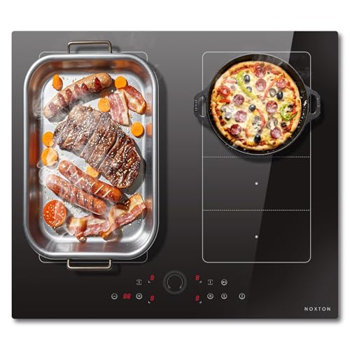NOXTON Plaque de cuisson à induction 4 feux avec double zone flexible, 7200 W, contrôle circulaire, table de cuisson électrique, domino 4 plaques...