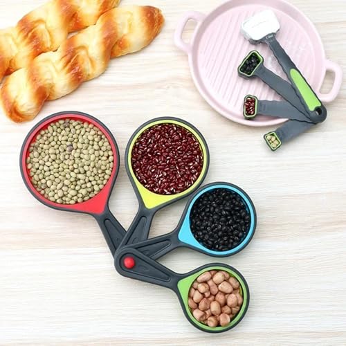 Silicone Foldable Measuring Spoons Set for Baking Coffee Sugar Flour Spices Kitchen Tool(Color&Green) - image 5