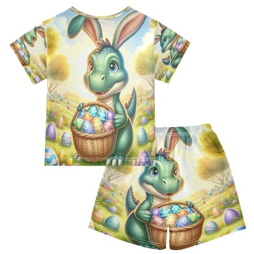 Easter Dino Eggs Cute Pajama Set Short Sleeve Pajamas Shorts Sets Cotton Soft Loungewear Sleepwear 5Y2