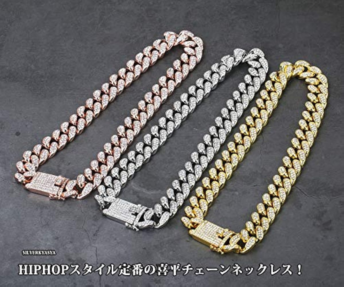 極太20mmグリッターチェーンネックレス AAAAA+ジルコニア ゴールド