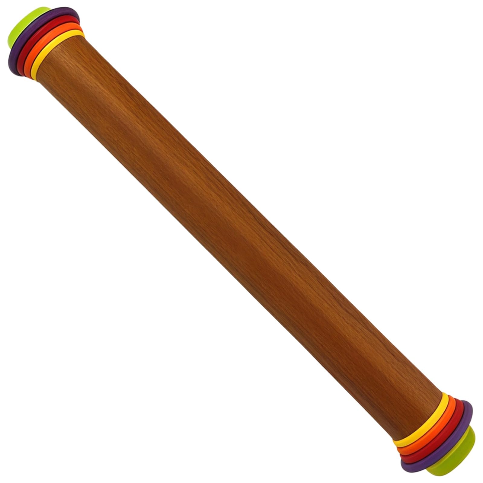 Keks-Teigrolle mit Prägung, Holz-Backrolle mit Dickenringen, geführte Teigrolle für Keksteig, Pizza, Mürbeteig und Tortenböden, 5 abnehmbare Ringe für gleichmäßige Stärke