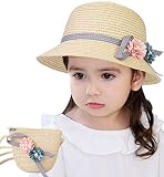Sumolux Straw Hats Girls Kids Sun Hats Summer Beach Hats Straw Woven Pocket Suit Outdoor Activities