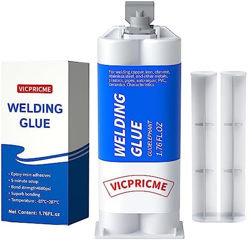 VICPRICME 1.76 OZ Metal Epoxy Glue, 2 Part Heavy Duty Cold Welding Glue for Metal to Metal, Plastic, Ceramic, Best Glue Auto Repair Putty, Marine Body Filler (1 pcs)