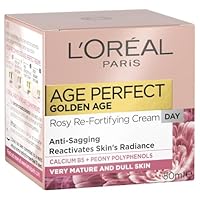 L'Oréal Paris Day Cream, Radiant Rosy Skin, For Mature to Dull Skin, Enriched With Calcium B5 and Imperial Peony, Age Perfect Golden Age, 50ml
