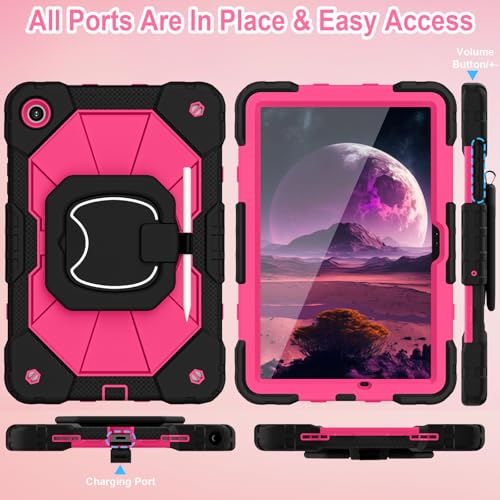 Image of WESOROL Case for Samsung Galaxy Tab A11 Plus Galaxy Tab A9 Plus 11 Inch,Shockproof Cover for Samsung Tablet A11+ /A9+ Case with Screen Protector 360 Rotating Stand Pencil Holder,Black Pink