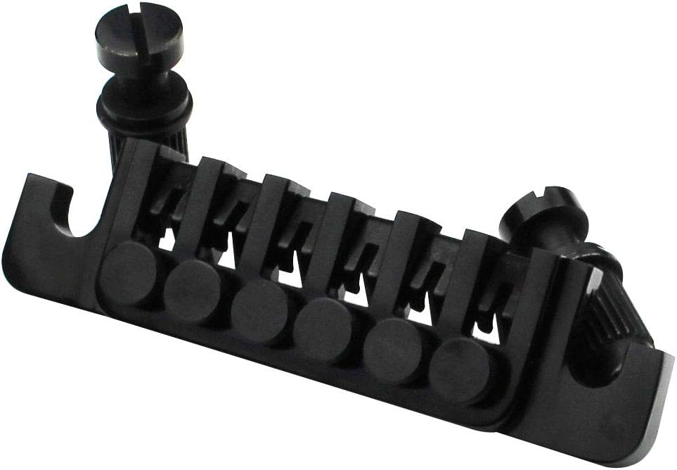 Guyker Guitar TP-6 Bridge Stop Bar - Vintage 70's Bridges Tailpiece with Studs and Inserts Replacement Compatible with LP Les Paul SG ES 6 String Electric Guitar(Black)