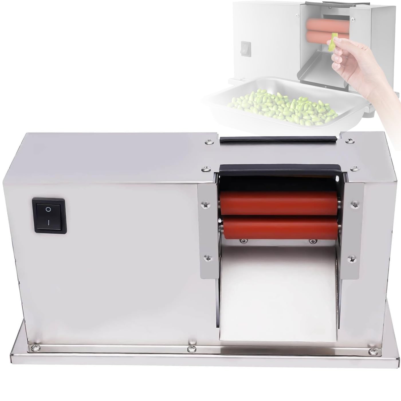 Peladora eléctrica de guisantes, descascaradora semiautomática con potencia ajustable y motor de cobre silencioso para un descascarado eficiente de guisantes, edamame y soja
