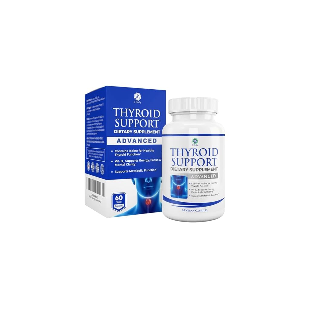 1 Body Thyroid Support Supplement with Iodine Energy & Focus Support