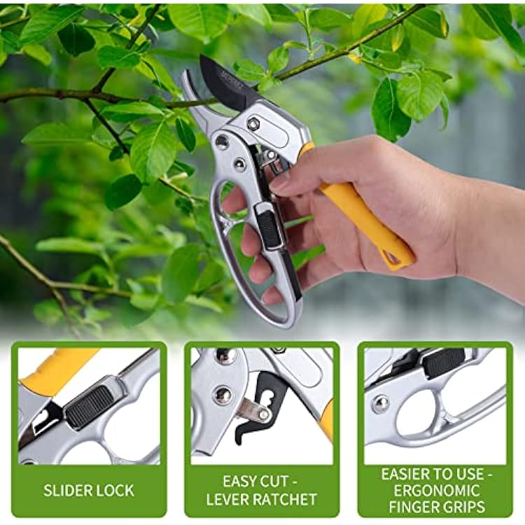 Premium Germany Pruning Shears, Work 3 Times Easier, Pruners Heady Duty, Sharp Garden Clippers Cut Fresh Flower, Hedge, Herb, Indoor Plants, Gardening Tools Scissors, Arthritis Weak Hand Snips