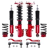 maXpeedingrods Coilovers for Ford Mustang S550 2015-2023, 24 Levels Damper Adjustable Coilovers Suspension Kit, Height Adjustable Shock Absorber Lowering Kit Red