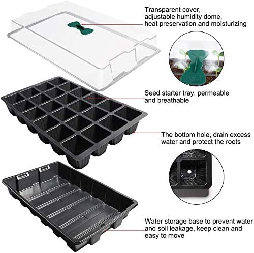 Richaa 5 Pack 120 Cells Seed Trays Propagator Seed Propagators with Lids Plastic Plant Propagation Station Windowsill Propagators Mini Indoor Greenhouses Garden - Image 2