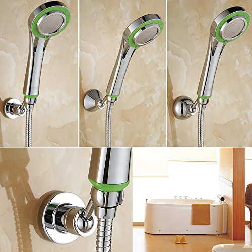 TINTON LIFE Universal Bathroom Adjustable Shower Head Wall Mount Holder Base Removable Bracket Shower Head Adapter for Kids or Adults(Circle Titanium Gold)