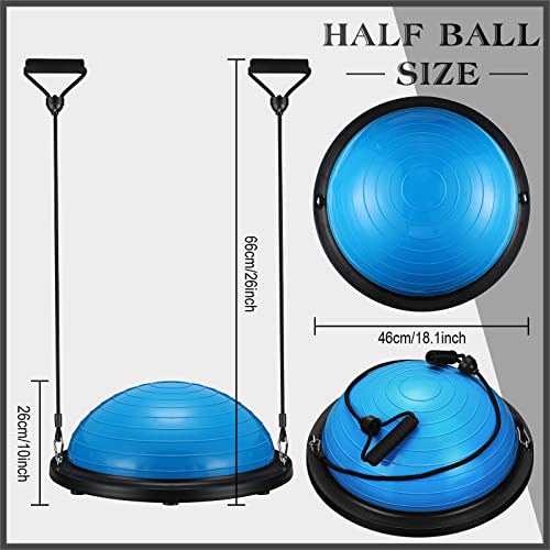 4 Pack Balance Trainer Half Yoga Ball, Half Exercise Ball Bulk, 18.1 Inch Half Yoga Exercise Ball With Resistance Bands And Pump, Inflatable Yoga Ball For Home Gym Workouts Balance Training #TOP1