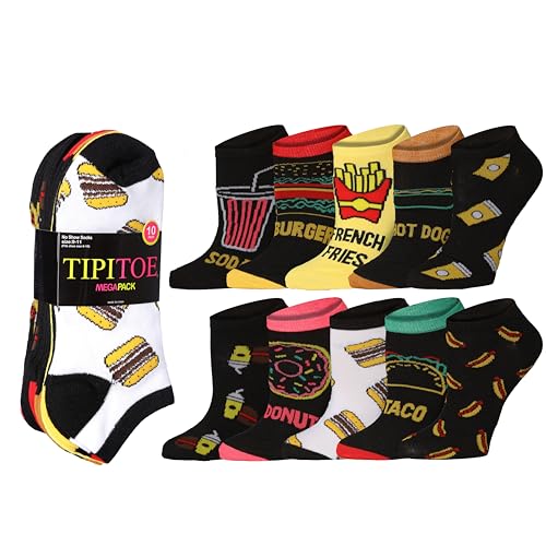 Image of Tipi Toe Women's 10 Pairs Lightweight Colorful Socks - Fun Low Cut Patterns for All-Day Comfort and Easy Everyday Style