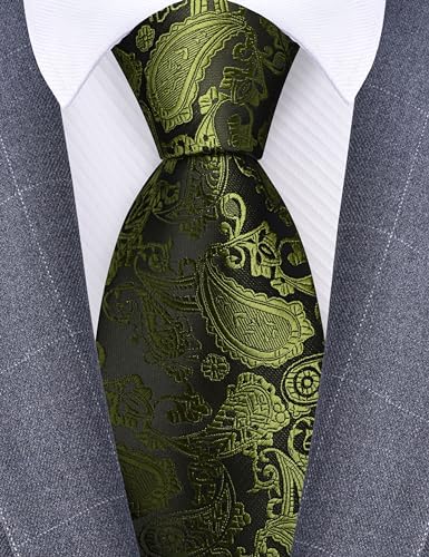 Image of GUSLESON 3.15 inch(8cm) Fashion Paisley Ties Mens Woven Jacquard Necktie for Wedding