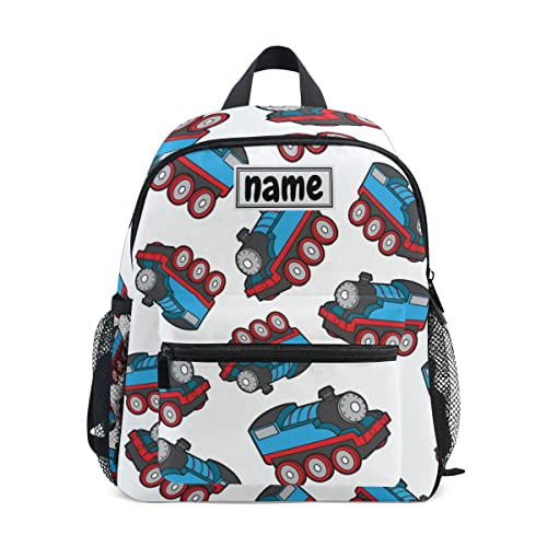 Custom Kid's Name Backpack, Cartoon Train Toddler Backpack for Daycare Travel Personalized Name Preschool Bookbag for Boys Girls