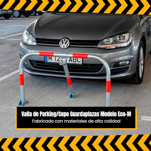 Miniatura 2 de Parking Facil Valla De Parking Cepo Guardaplazas Modelo Eco-M Bloqueo Manual Con Candado Con Bandas Reflectantes Tornillería Y Candado Incluido