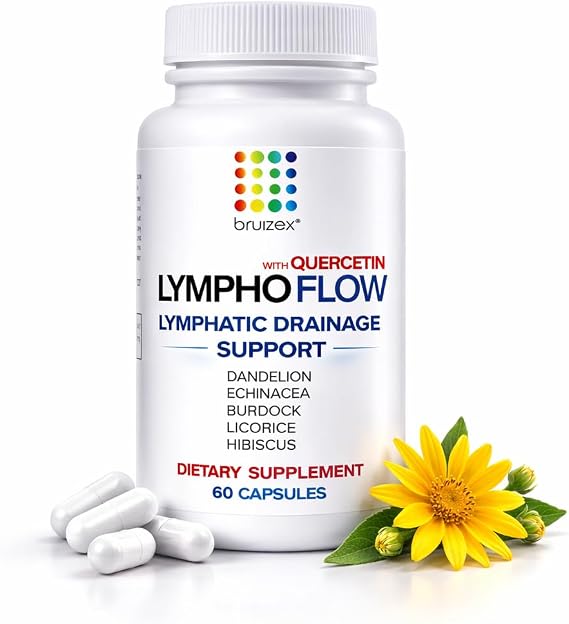 Bruizex Lympho Flow Lymphatic Drainage Supplement, Supports Lymphatic System Health, Liposuction, BBL, 360 Lipo, Tummy Tuck, Made with Qercetin, 60 Capsules