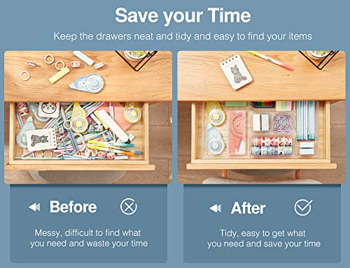 Puroma 18Pcs Drawer Organizer Set 4-Size Versatile Vanity And Bathroom Drawer Organizers, Clear Plastic Desk Drawer Organizer Trays And Customize Layout Storage Bins For Makeup Kitchen Office (Clear) #TOP3