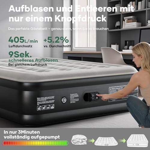OlarHike Luftmatratze Selbstaufblasend, Luftbett Gästebett, Aufblasbares Matratze Zelt Sofa, Luftbett 2 Personen, Selbstaufblasbare Luftmatratze für Camping oder Heimgebrauch - 200 x 140 x 46 cm