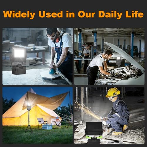 10000 mAh Rechargeable LED Work Light with Tripod Stand, 5000K Daylight White Dimmable 10000 Lumen Cordless Temporary Work Light, Long Lasting Flood Light (Upgrade 10000 mAh Battery) by TEXTHELL - Image 2