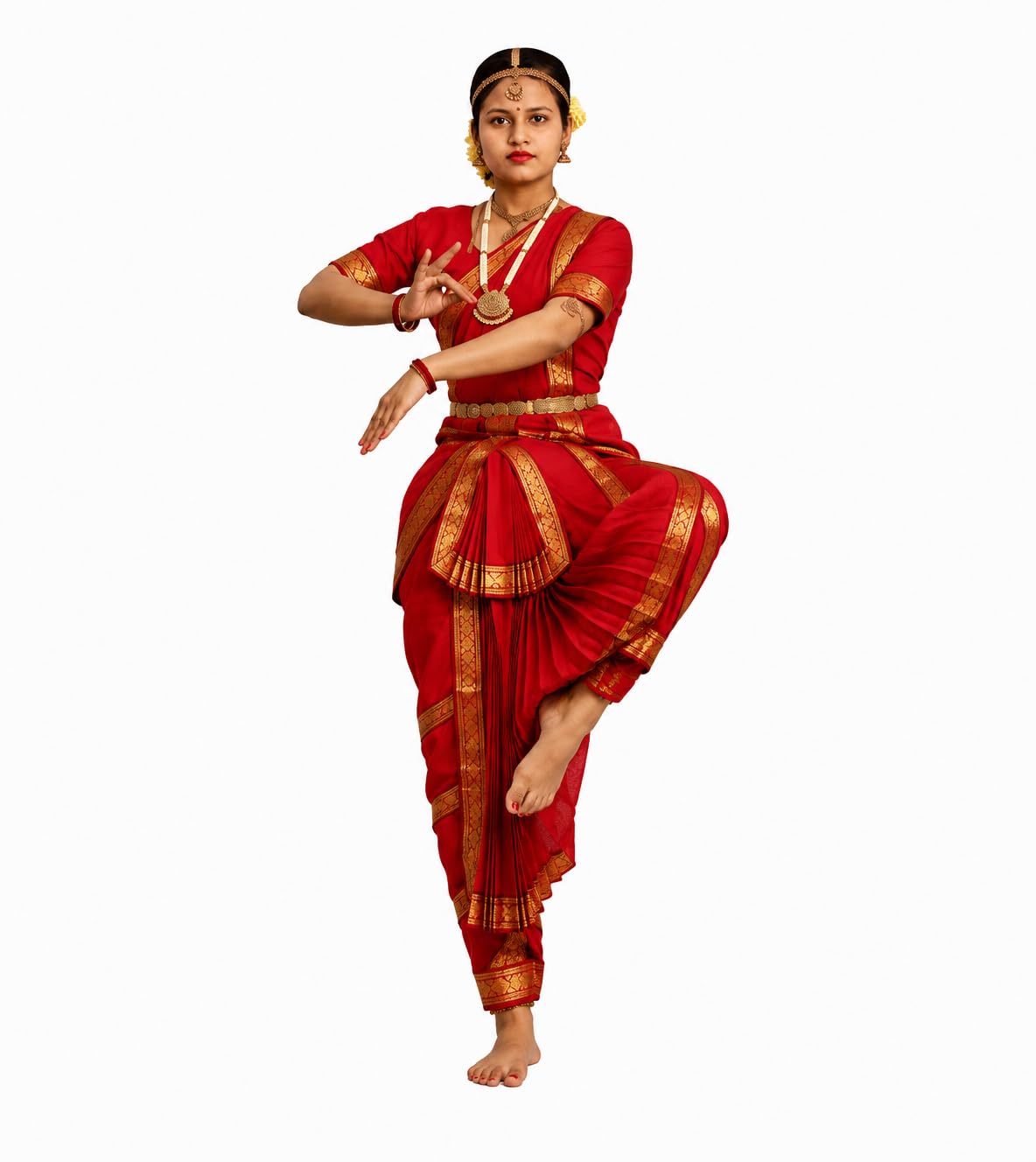 Culture Creation Girls Bharat Natyam Dance Dress | Bharat Natyam Classical Dance Costume for Girls Fancy Outfit Competitions/Annual Functions/School Events-image-27