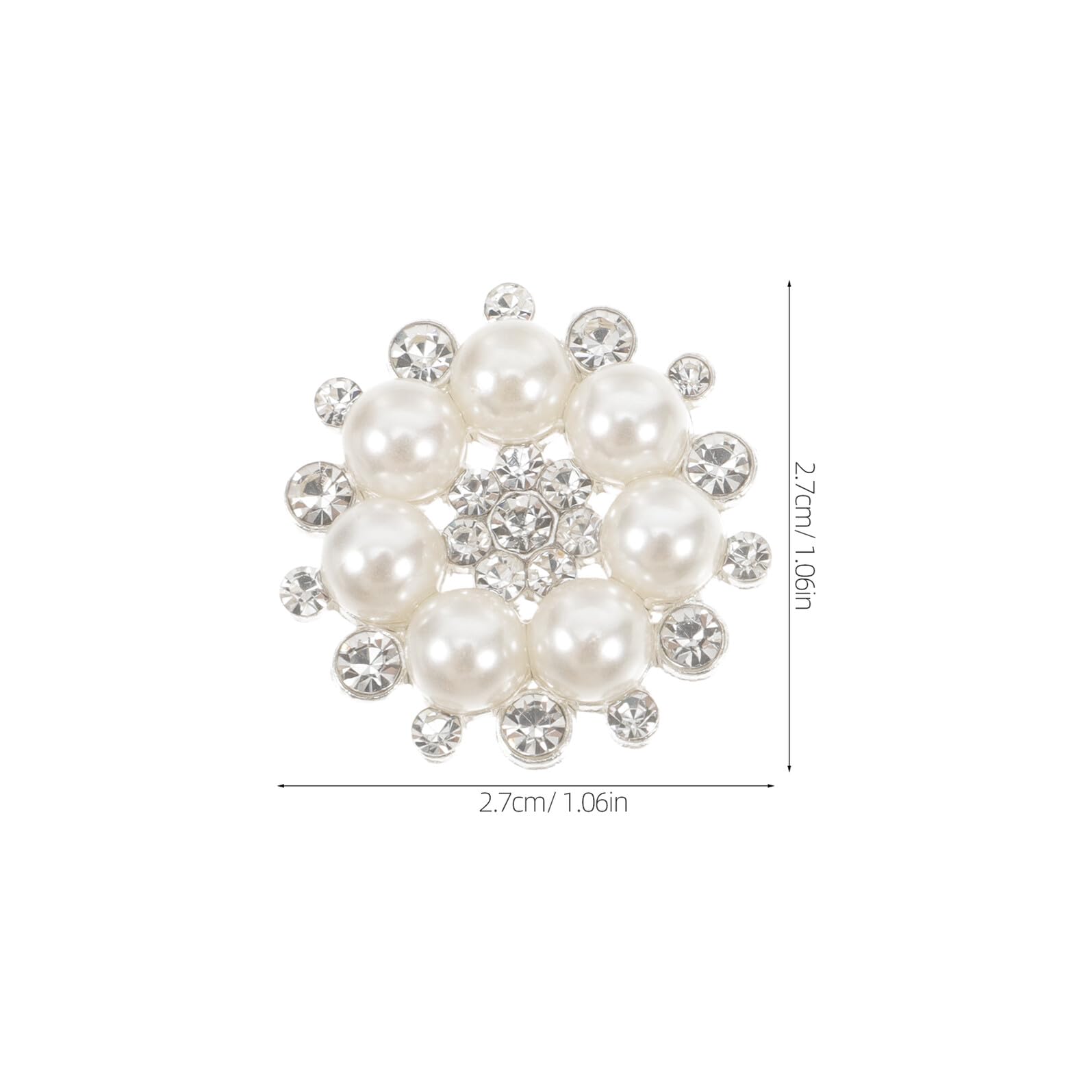 Bottoni Gioiello a Forma di Fiore Perla Artificiale e Strass, 10 Pezzi Argento in Acrilico e Lega, Brillanti per Decorazioni e Artigianato su Fascia o Indumento