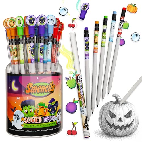 Halloween Smencils Cylinder - HB #2 Scented Smelly Pencils, 50 Count - Gifts for Kids, Party Favors, Classroom Rewards