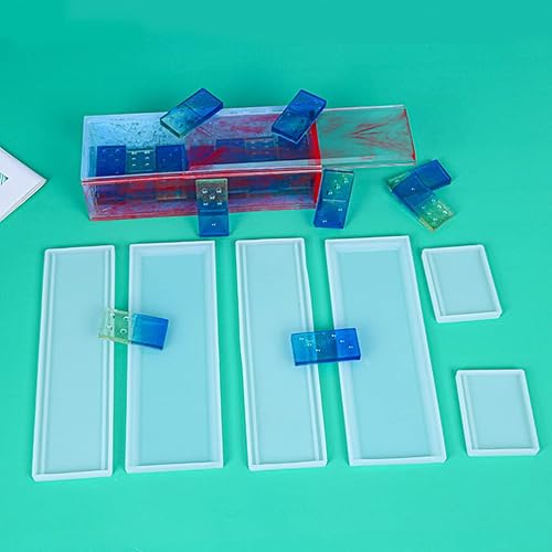 Miniatura 2 de Moldes de resina epoxi, 1 juego de caja de dominó, moldes de silicona de fundición de resina para dominó, estuche de almacenamiento de joyas, moldes