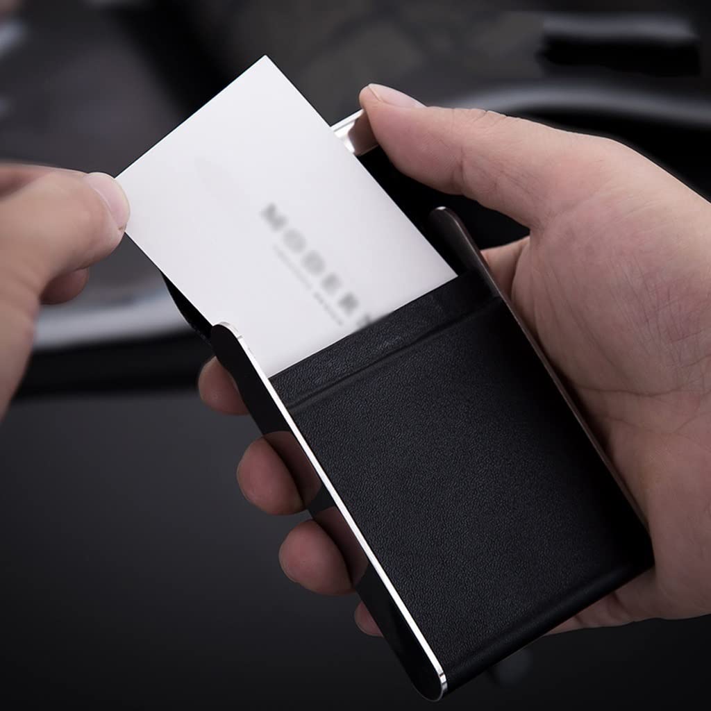 Scatola per biglietti da visita in metallo Custodia per biglietti da visita da uomo da donna Porta biglietti da visita di grande capacità elegante magnetica a scatto organizer per biglietti