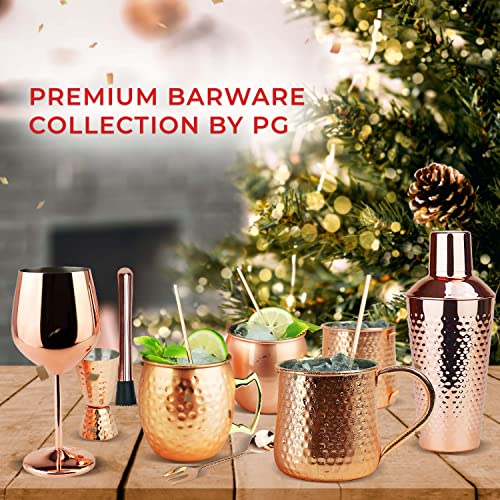 PG Moscow Mule Mugs | Large Size 19 ounces | Set of 4 Hammered Cups | Stainless Steel Lining | Pure Copper Plating | Gold Brass Handles | 3.7 inches Diameter x 4 inches Tall by PG - Image 7