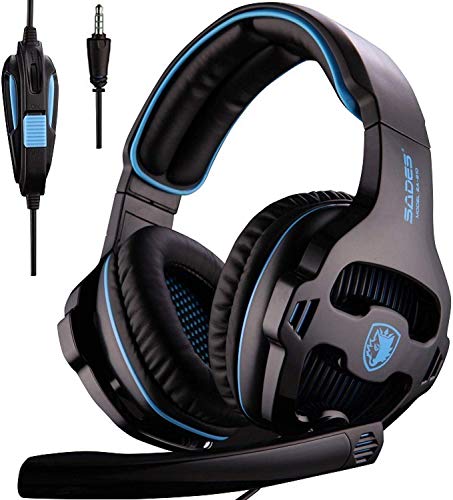 2018 Newest SADES SA810 Gaming Headset Over Ear Stereo Headphones Bass Gaming Headphones with Noise Isolating Microphone Volume Control for Xbox One PS4 PC Laptop Mac Mobile(Stand Not Included)