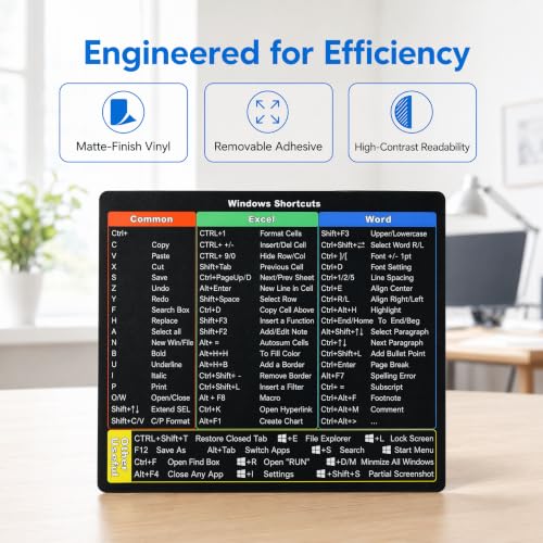 Calcomanías de accesos directos para teclado de PC Windows, guía rápida de Word y Excel 6