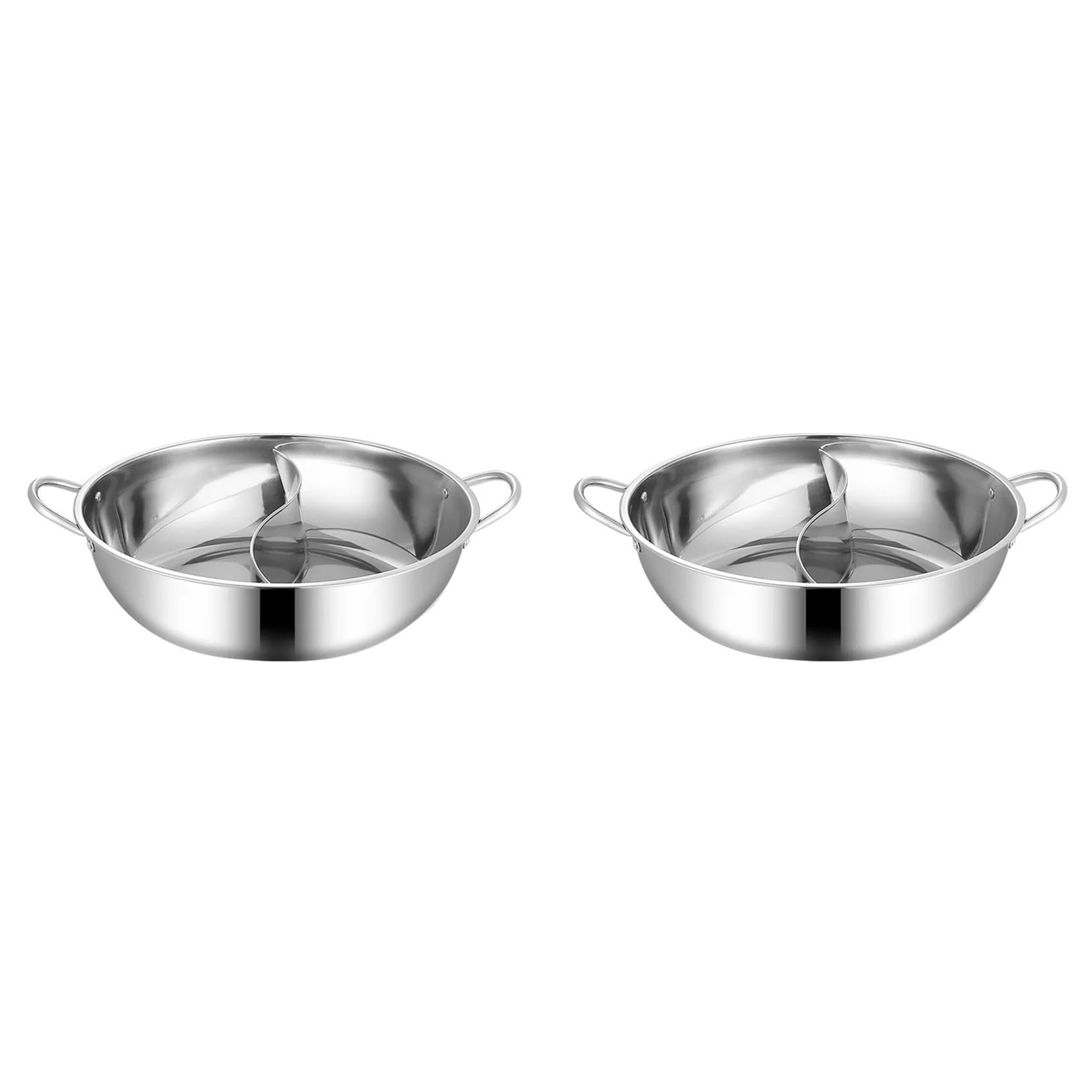 Hndhbfgrt 2X Stainless Steel Twin Divided Double Hotpot Cooker Gas Stove Compatible Pot Home Kitchen Cookware Soup Pot,30cm