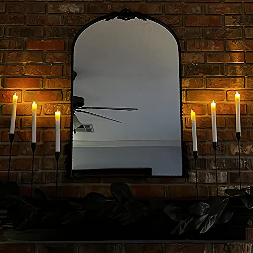 5Plots 6Pcs White Real Wax Flicking Flameless Taper Candles With Remote And Timer, Moving Flame Battery Operated Taper Candles, Led Window Candles, Candle Gifts For Home/Christmas/Wedding Decor #TOP3
