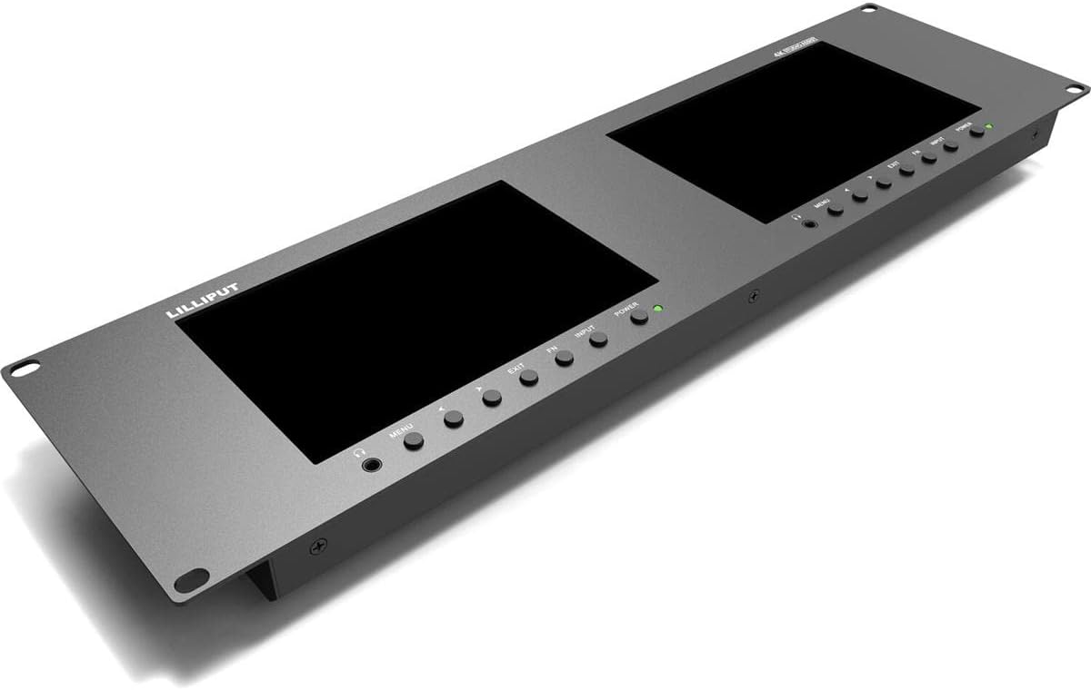 LILLIPUT Dual Rackmount Monito 7" RM-7029S 3-RU Rackmount Monitor with 3G-SDI /HDMI 2.0 Scope view support up to 1080p 60Hz SDI and 2160p 60Hz HDMI video