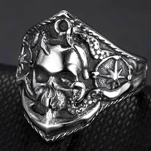Jude Jewelers Stainless Steel Antique Vintage Gothic Skull Pirate Sailor Biker Halloween Party School Ring2