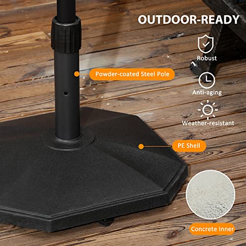 Outsunny 48Lbs Patio Umbrella Base, Concrete, 18" Outdoor Umbrella Stand Holder For Parasol Poles 1.25", 1.34", And 1.5" Dia, Black #TOP4