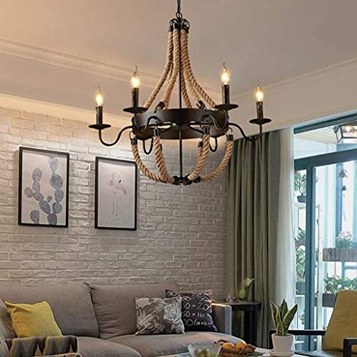 Lustre maison de campagne réglable en hauteur avec 6 douilles E27 - 3