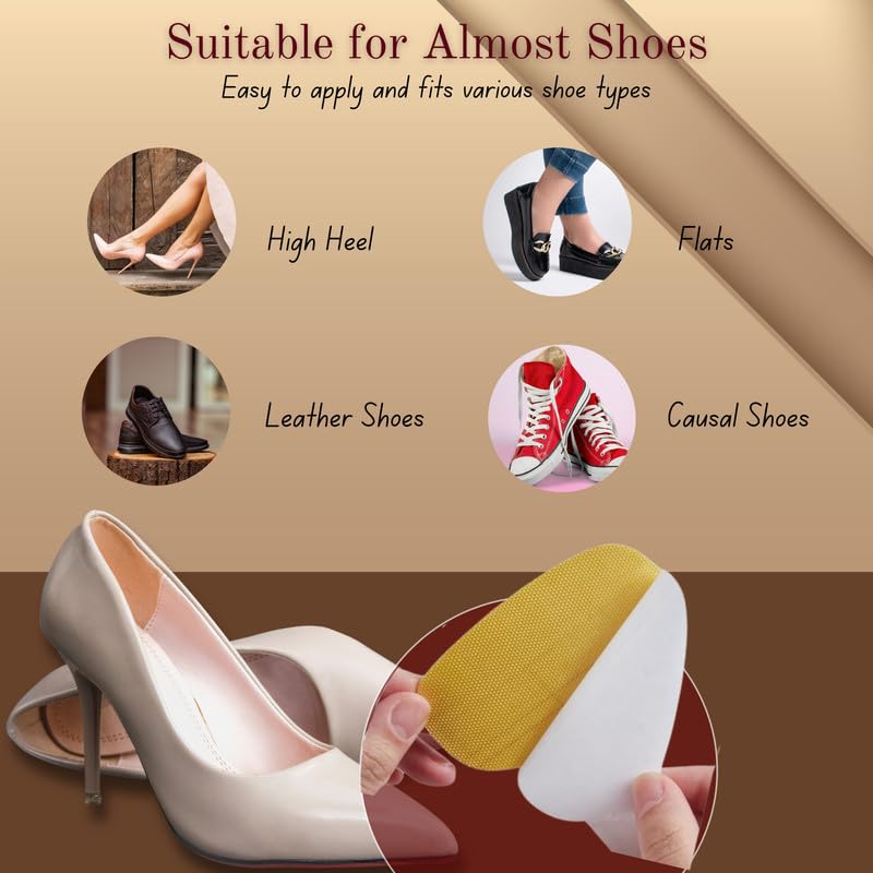 Wonder Care 2pcs (1 pair) Shoe Insole Heel Cushion Pad, Self Adhesive Reusable High Heel Grips for Losse Shoes, Shoe Bite Protectors, Heel Liners for Comfort & Heel Pain Relief - Image 7 thumbnail