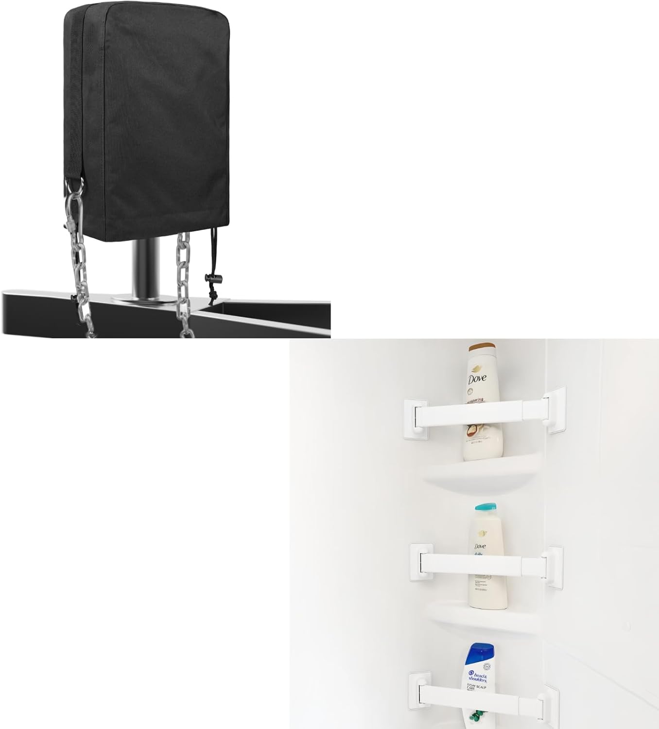 RV Electric Tongue Jack Cover+ 3 Pack Aluminum RV Shower Corner Storage Bar Shelf Rods