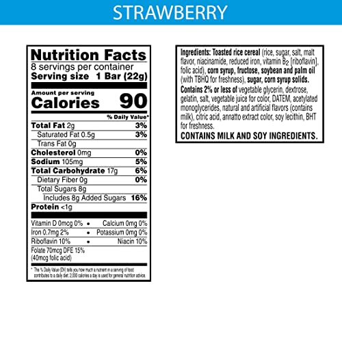Rice Krispies Treats Marshmallow Snack Bars, Kids Snacks, School Lunch, Strawberry (12 Boxes, 96 Bars) #TOP2