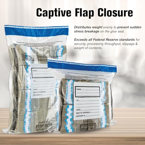 BankSupplies Ultima Blue Clear Deposit Bags | 9W x 12H | Pack of 100 | Transit, Transfer, Valuables | Tamper Evident Tape | Captive Flap Closure | Security Deposit Bag - Thumbnail 3