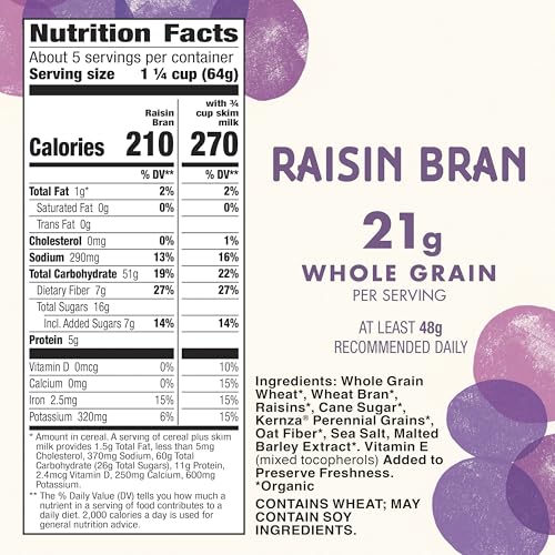 Cascadian Farm Raisin Bran Organic Cereal, Made with Whole Grain, 12 oz - Thumbnail 2
