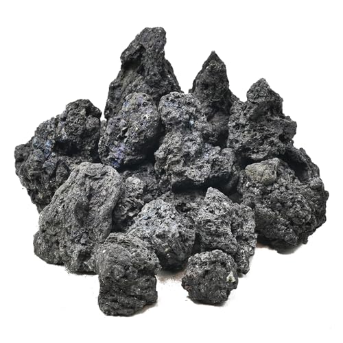 KINGRUI Natural Volcanic Lava Rock 1-2.5 Inches Decorative Stones for Miniature & Fairy Gardens,Aquascaping Aquariums,Fire Pit Use & Succulent Planters-1lb