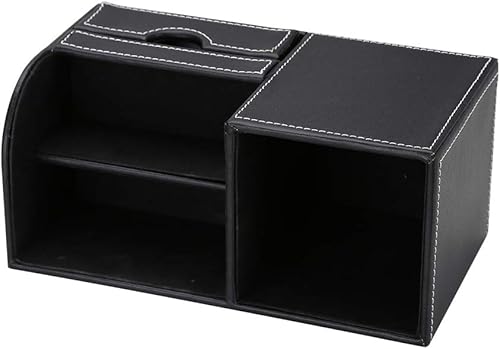 Miniatura 8 de KINGFOM - Organizador de escritorio multifunción de piel con estructura de madera, para guardar bolígrafos, lápices, teléfonos celulares, tarjetas
