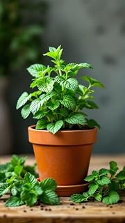 Peppermint Mint Plant with Pot | Live Pudina Herb Plant | Aromatic Mentha Plant for Balcony & Kitchen Garden