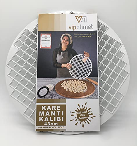Vip Ahmet Quadrat Ravioli Former Teigtaschen Manti Form Manti Kalibi Maultaschen Pelmeni Teigform 216 Loch 43 cm VP-088, VP-089, Weiß