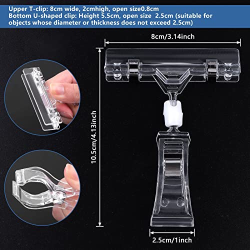 50 Stück Kunststoff Drehbare Schilderhalter, Preisschild Klammer, Halterung für Preisschilder, Display Clip Halter, Preisschild Clip, Merchandise Schild Clip, Kunststoff Preisschilder Obst Drehbar