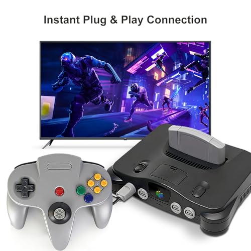 PGYFDAL 2 Pack Classic N64 Controller, Wired Gamepad Upgraded Joystick Compatible with N64 Console, Ergonomic M-Shaped Design for Multiplayer Gaming (Black & Grey) by PGYFDAL - Image 2